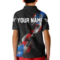 American Flag Smoke Trail Kid Polo Shirt with Dartboard and Crossed Darts Graphic Design - Wonder Print Shop