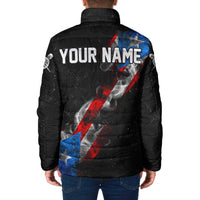 American Flag Smoke Trail Padded Jacket with Dartboard and Crossed Darts Graphic Design - Wonder Print Shop