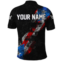 American Flag Smoke Trail Polo Shirt with Dartboard and Crossed Darts Graphic Design - Wonder Print Shop