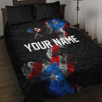 American Flag Smoke Trail Quilt Bed Set with Dartboard and Crossed Darts Graphic Design - Wonder Print Shop