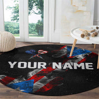American Flag Smoke Trail Round Carpet with Dartboard and Crossed Darts Graphic Design - Wonder Print Shop