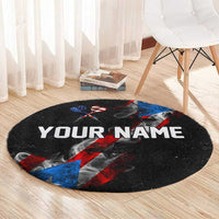 American Flag Smoke Trail Round Carpet with Dartboard and Crossed Darts Graphic Design - Wonder Print Shop