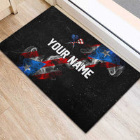 American Flag Smoke Trail Rubber Doormat with Dartboard and Crossed Darts Graphic Design - Wonder Print Shop