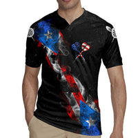 American Flag Smoke Trail Rugby Jersey with Dartboard and Crossed Darts Graphic Design - Wonder Print Shop