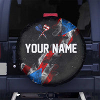 American Flag Smoke Trail Spare Tire Cover with Dartboard and Crossed Darts Graphic Design - Wonder Print Shop