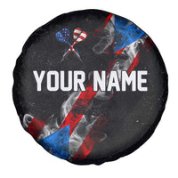American Flag Smoke Trail Spare Tire Cover with Dartboard and Crossed Darts Graphic Design - Wonder Print Shop