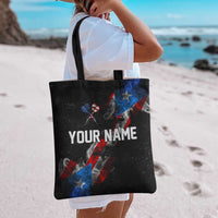 American Flag Smoke Trail Tote Bag with Dartboard and Crossed Darts Graphic Design - Wonder Print Shop