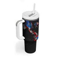 American Flag Smoke Trail Tumbler With Handle with Dartboard and Crossed Darts Graphic Design - Wonder Print Shop
