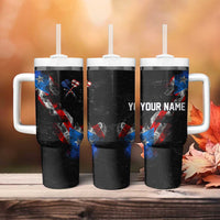 American Flag Smoke Trail Tumbler With Handle with Dartboard and Crossed Darts Graphic Design - Wonder Print Shop