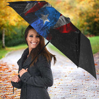 American Flag Smoke Trail Umbrella with Dartboard and Crossed Darts Graphic Design - Wonder Print Shop
