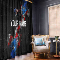 American Flag Smoke Trail Window Curtain with Dartboard and Crossed Darts Graphic Design - Wonder Print Shop