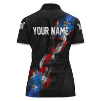 American Flag Smoke Trail Women Polo Shirt with Dartboard and Crossed Darts Graphic Design - Wonder Print Shop