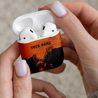 Flying Eagle Carrying Bowling Ball AirPods Case with Grunge Orange and Black Splatter Design - Wonder Print Shop