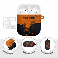 Flying Eagle Carrying Bowling Ball AirPods Case with Grunge Orange and Black Splatter Design - Wonder Print Shop