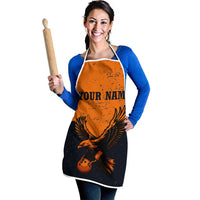 Flying Eagle Carrying Bowling Ball Apron with Grunge Orange and Black Splatter Design - Wonder Print Shop