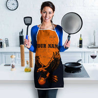 Flying Eagle Carrying Bowling Ball Apron with Grunge Orange and Black Splatter Design - Wonder Print Shop