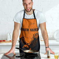 Flying Eagle Carrying Bowling Ball Apron with Grunge Orange and Black Splatter Design - Wonder Print Shop