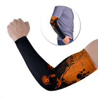 Flying Eagle Carrying Bowling Ball Arm Sleeves with Grunge Orange and Black Splatter Design - Wonder Print Shop
