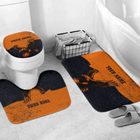Flying Eagle Carrying Bowling Ball Bathroom Set with Grunge Orange and Black Splatter Design - Wonder Print Shop