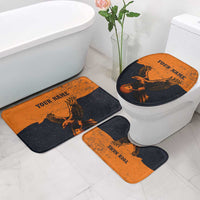 Flying Eagle Carrying Bowling Ball Bathroom Set with Grunge Orange and Black Splatter Design - Wonder Print Shop