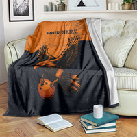 Flying Eagle Carrying Bowling Ball Blanket with Grunge Orange and Black Splatter Design - Wonder Print Shop