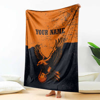 Flying Eagle Carrying Bowling Ball Blanket with Grunge Orange and Black Splatter Design - Wonder Print Shop