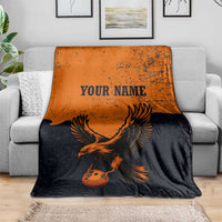 Flying Eagle Carrying Bowling Ball Blanket with Grunge Orange and Black Splatter Design - Wonder Print Shop