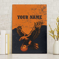 Flying Eagle Carrying Bowling Ball Canvas Wall Art with Grunge Orange and Black Splatter Design - Wonder Print Shop