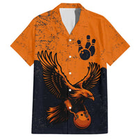 Flying Eagle Carrying Bowling Ball Family Matching Short Sleeve Bodycon Dress and Hawaiian Shirt with Grunge Orange and Black Splatter Design - Wonder Print Shop