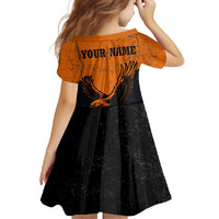 Flying Eagle Carrying Bowling Ball Family Matching Summer Maxi Dress and Hawaiian Shirt with Grunge Orange and Black Splatter Design - Wonder Print Shop