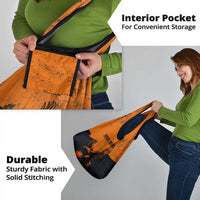 Flying Eagle Carrying Bowling Ball Grocery Bag with Grunge Orange and Black Splatter Design - Wonder Print Shop