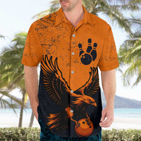 Flying Eagle Carrying Bowling Ball Hawaiian Shirt with Grunge Orange and Black Splatter Design - Wonder Print Shop