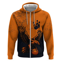 Flying Eagle Carrying Bowling Ball Hoodie with Grunge Orange and Black Splatter Design - Wonder Print Shop
