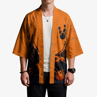 Flying Eagle Carrying Bowling Ball Kimono with Grunge Orange and Black Splatter Design - Wonder Print Shop