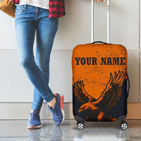 Flying Eagle Carrying Bowling Ball Luggage Cover with Grunge Orange and Black Splatter Design - Wonder Print Shop