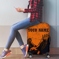 Flying Eagle Carrying Bowling Ball Luggage Cover with Grunge Orange and Black Splatter Design - Wonder Print Shop