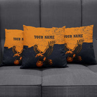 Flying Eagle Carrying Bowling Ball Pillow Cover with Grunge Orange and Black Splatter Design - Wonder Print Shop