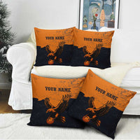 Flying Eagle Carrying Bowling Ball Pillow Cover with Grunge Orange and Black Splatter Design - Wonder Print Shop