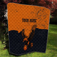 Flying Eagle Carrying Bowling Ball Quilt with Grunge Orange and Black Splatter Design - Wonder Print Shop