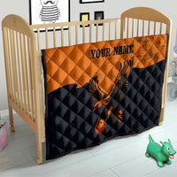 Flying Eagle Carrying Bowling Ball Quilt with Grunge Orange and Black Splatter Design - Wonder Print Shop