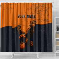 Flying Eagle Carrying Bowling Ball Shower Curtain with Grunge Orange and Black Splatter Design - Wonder Print Shop
