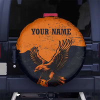 Flying Eagle Carrying Bowling Ball Spare Tire Cover with Grunge Orange and Black Splatter Design - Wonder Print Shop
