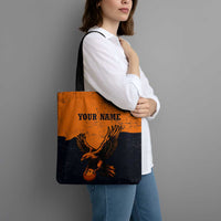 Flying Eagle Carrying Bowling Ball Tote Bag with Grunge Orange and Black Splatter Design - Wonder Print Shop