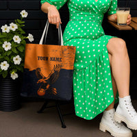 Flying Eagle Carrying Bowling Ball Tote Bag with Grunge Orange and Black Splatter Design - Wonder Print Shop