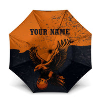 Flying Eagle Carrying Bowling Ball Umbrella with Grunge Orange and Black Splatter Design - Wonder Print Shop