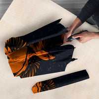 Flying Eagle Carrying Bowling Ball Umbrella with Grunge Orange and Black Splatter Design - Wonder Print Shop