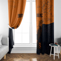 Flying Eagle Carrying Bowling Ball Window Curtain with Grunge Orange and Black Splatter Design - Wonder Print Shop