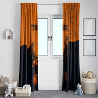 Flying Eagle Carrying Bowling Ball Window Curtain with Grunge Orange and Black Splatter Design - Wonder Print Shop
