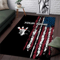 Distressed American Flag Area Rug with Bowling Pins and Ball Vertical Stripe Design - Wonder Print Shop