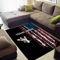 Distressed American Flag Area Rug with Bowling Pins and Ball Vertical Stripe Design - Wonder Print Shop